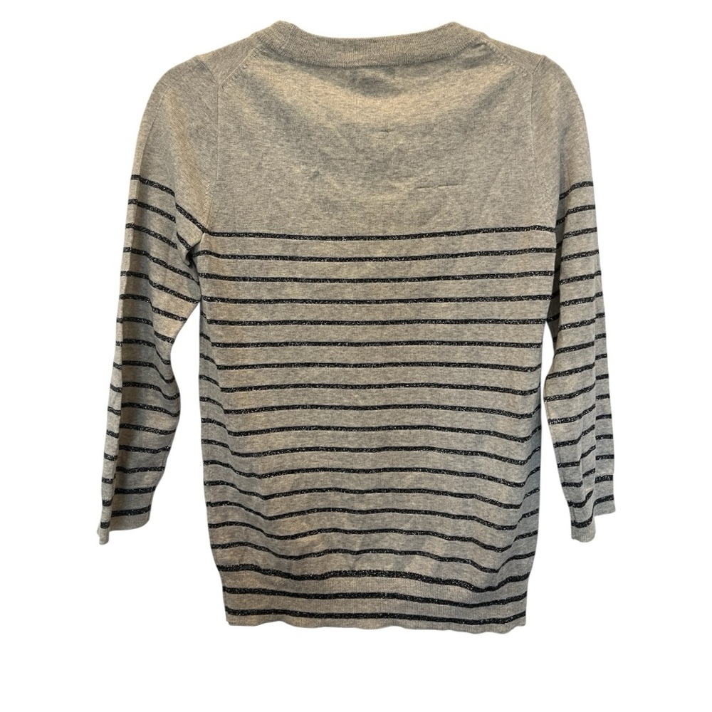 J. Crew Light Gray Striped Merino Wool Sweater Size XS - Picture 2 of 4